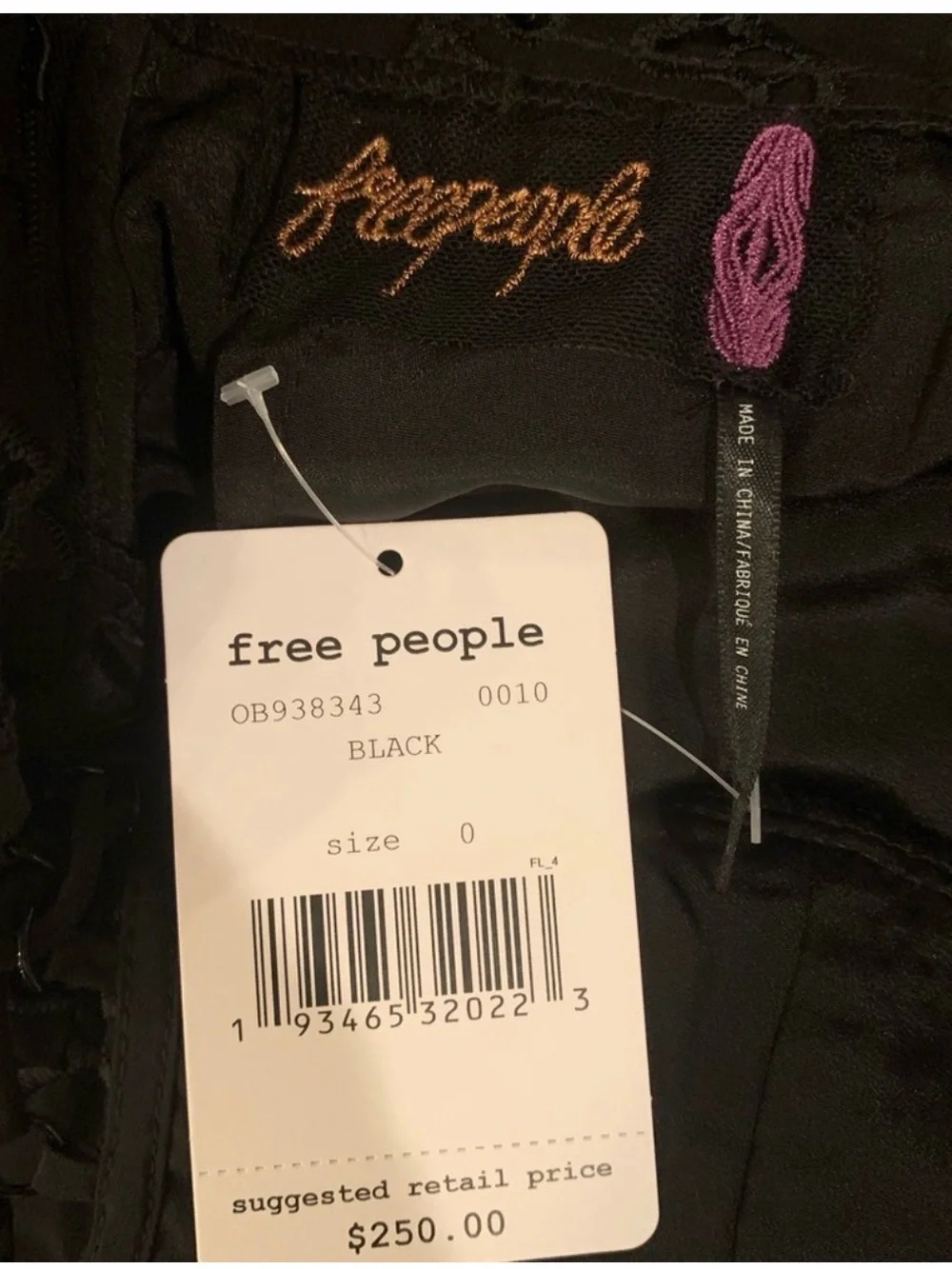Free People Black Lace High-Low‎ Dress with Side Cutouts, XS